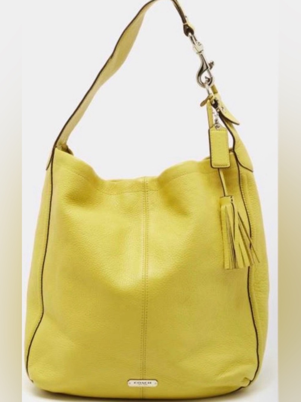 Coach Avery Yellow Pebbled Leather Slouchy Hobo Shoulder Bag F23809